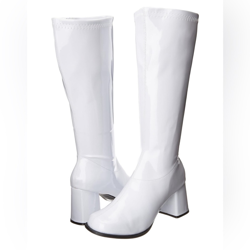 White GoGo Knee High Boots